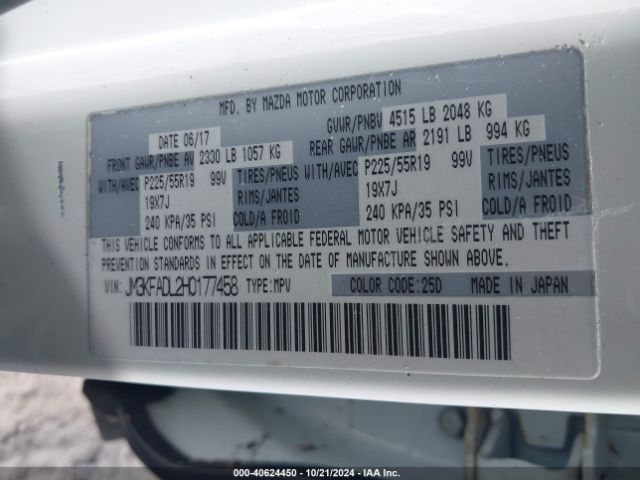 JM3KFADL2H0177458 Mazda Cx-5 Grand Select