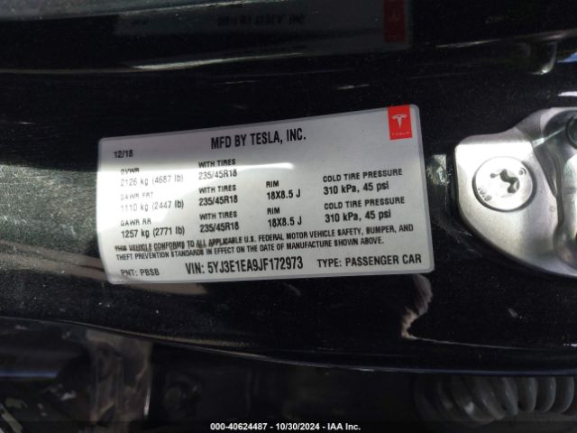 5YJ3E1EA9JF172973 Tesla Model 3 Long Range/mid Range