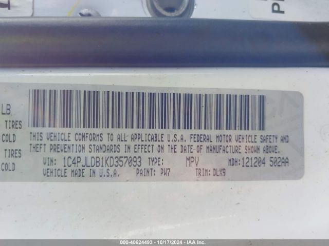 1C4PJLDB1KD357093 Jeep Cherokee Limited Fwd