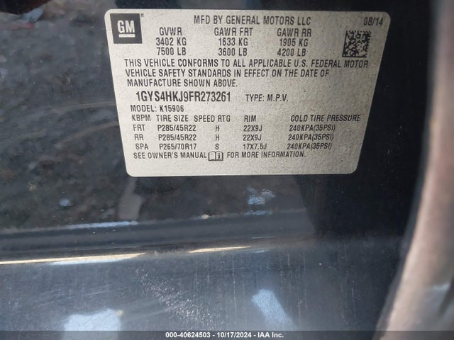 2015 CADILLAC ESCALADE ESV 1GYS4HKJ9FR273261 Photo 8