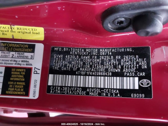 Toyota CAMRY SE 2014 4T1BF1FK4EU868438 Image 9