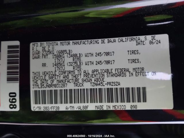 3TMLB5JN0RM031287 Toyota Tacoma Sr5