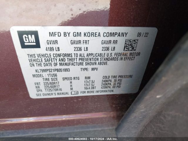 KL79MPS21PB051893 Chevrolet Trailblazer Fwd Lt