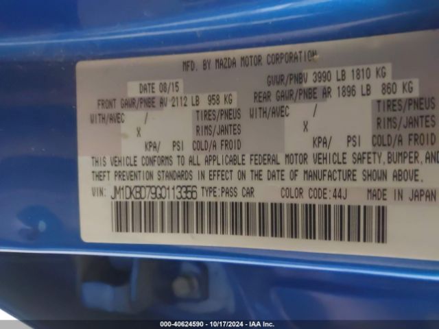 JM1DKBD79G0113356 Mazda Cx-3 Grand Touring