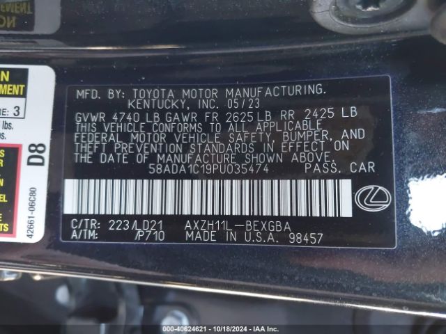 58ADA1C19PU035474 Lexus ES 300H
