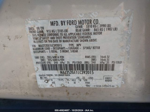 2020 FORD ECOSPORT MAJ3S2GE1LC392015 Photo 8