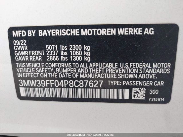 3MW39FF04P8C87627 BMW 3 Series 330e