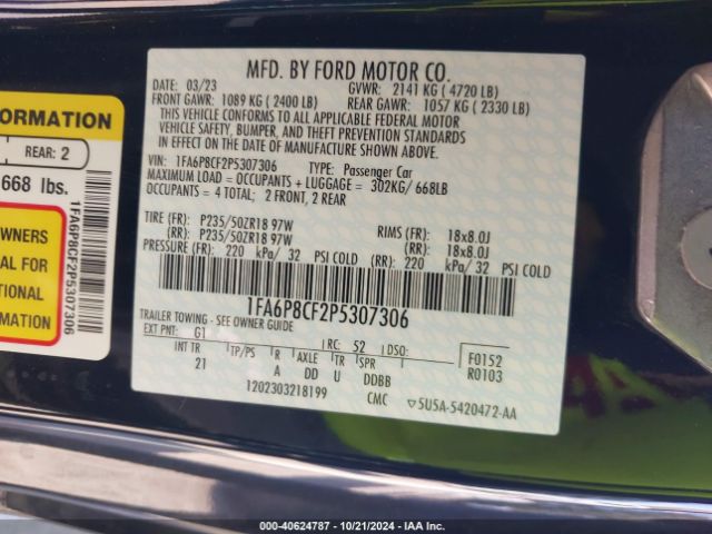 1FA6P8CF2P5307306 Ford MUSTANG GT