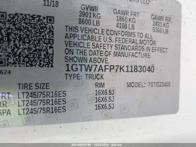 1GTW7AFP7K1183040 GMC Savana 2500 Work Van
