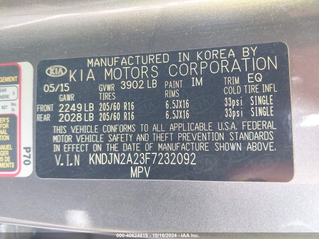 KIA Soul 2015 KNDJN2A23F7232092 Image 9