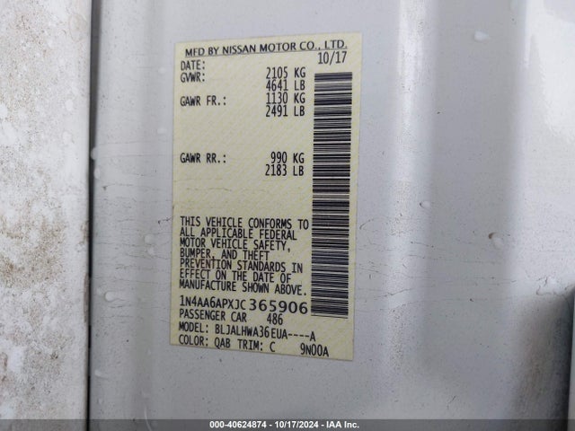 Nissan Maxima 3.5 Platinum 2018 1N4AA6APXJC365906 Image 9