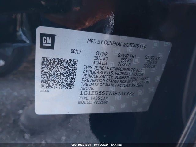 1G1ZD5ST7JF131322 Chevrolet MALIBU LT