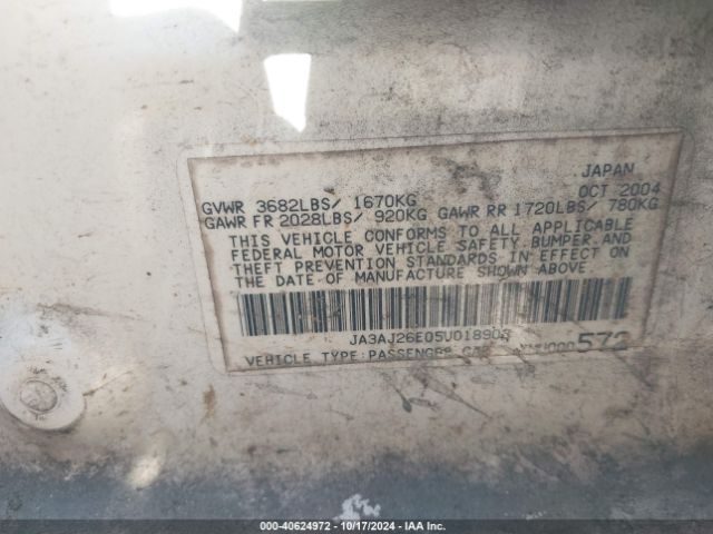 2005 MITSUBISHI LANCER JA3AJ26E05U018903 Photo 8
