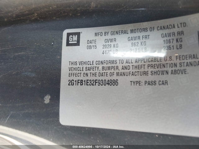 Chevrolet Camaro 2ls 2015 2G1FB1E32F9304886 Image 9