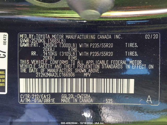 Lexus RX 350 2020 2T2HZMAA2LC166906 Image 9