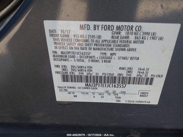 Ford Ecosport Se 2018 MAJ3P1TE1JC163557 Image 9