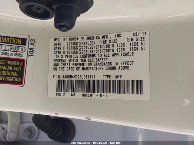 Honda CR-V LX 2014 5J6RM4H32EL061111 Image 9