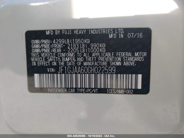 Subaru Impreza 2.0i 2016 JF1GJAA60GH022599 Image 8