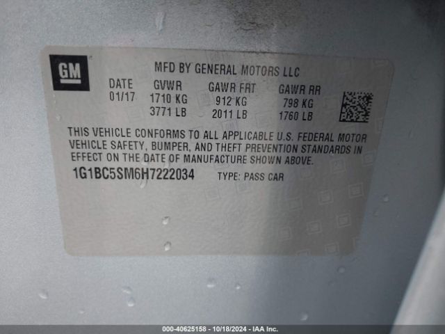 1G1BC5SM6H7222034 Chevrolet Cruze Ls Auto