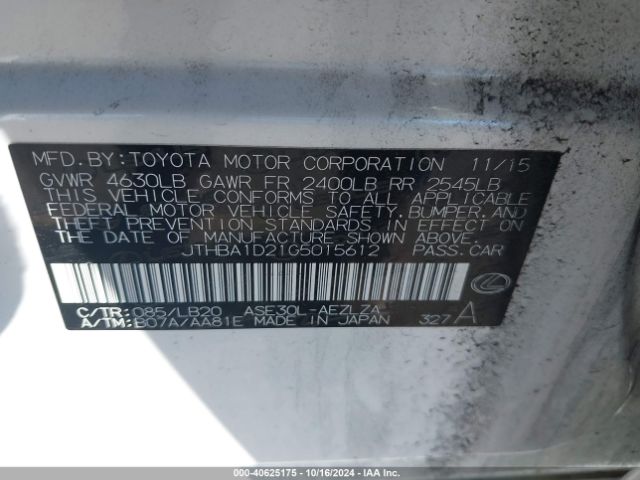 JTHBA1D21G5015612 Lexus IS 200T