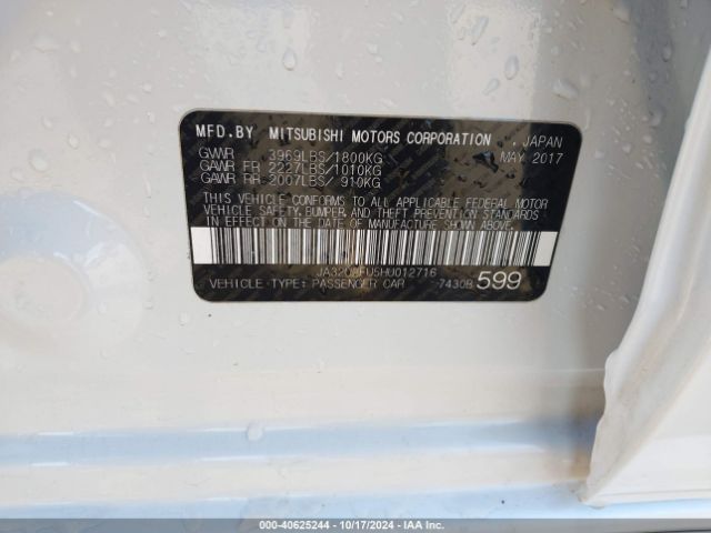 JA32U2FU5HU012716 Mitsubishi Lancer Le