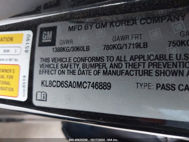 Chevrolet Spark Fwd 1lt Automatic 2021 KL8CD6SA0MC746889 Image 9