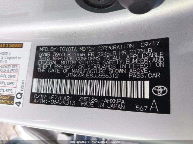 JTNKARJE8JJ556312 Toyota COROLLA IM