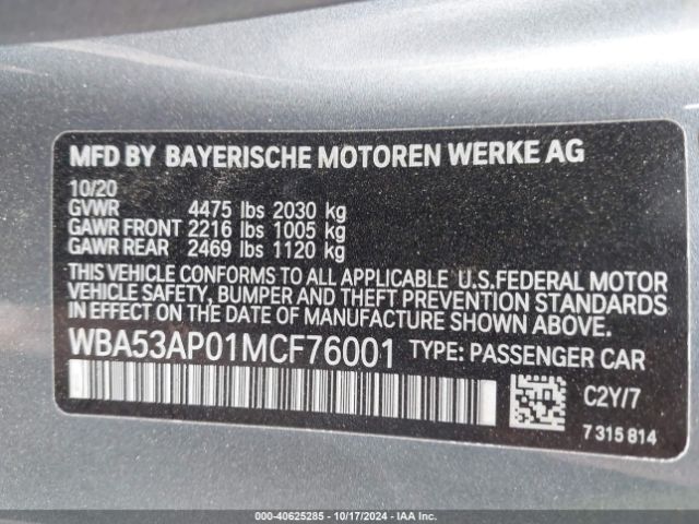 WBA53AP01MCF76001 BMW 430I