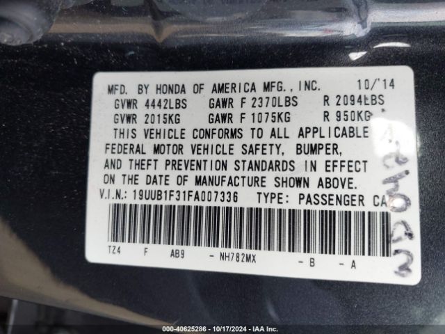 19UUB1F31FA007336 Acura TLX