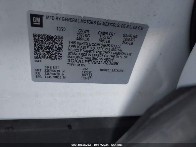 3GKALPEV9ML323288 GMC Terrain Fwd Slt