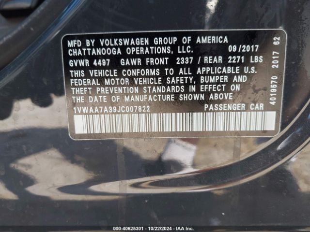 1VWAA7A39JC007822 Volkswagen Passat 2.0t R-line/2.0t S