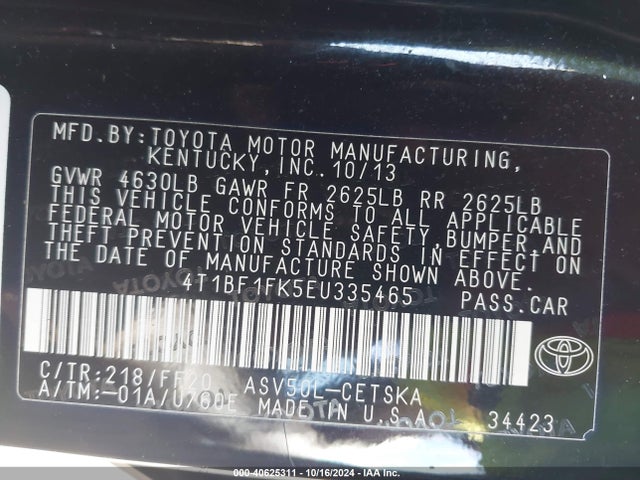 Toyota CAMRY SE 2014 4T1BF1FK5EU335465 Image 9
