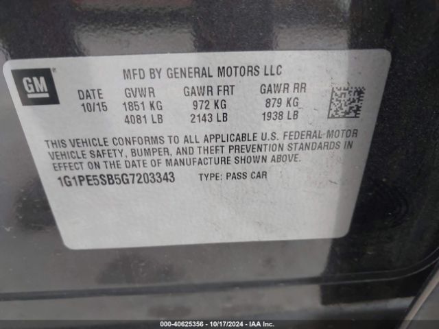 1G1PE5SB5G7203343 Chevrolet Cruze Limited 1lt Auto