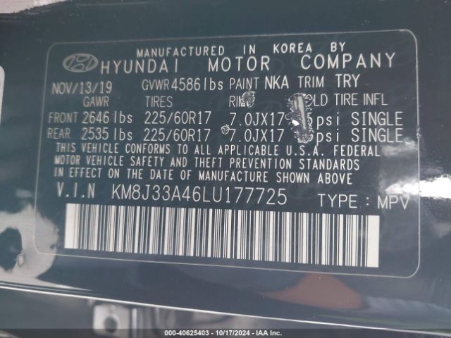 KM8J33A46LU177725 Hyundai Tucson Value
