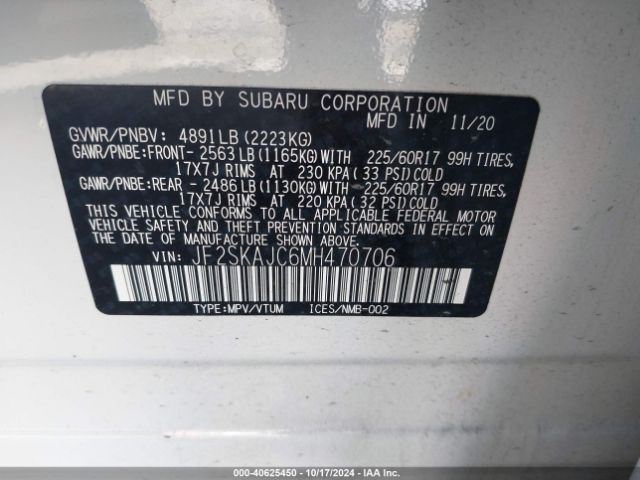 JF2SKAJC6MH470706 Subaru Forester Premium