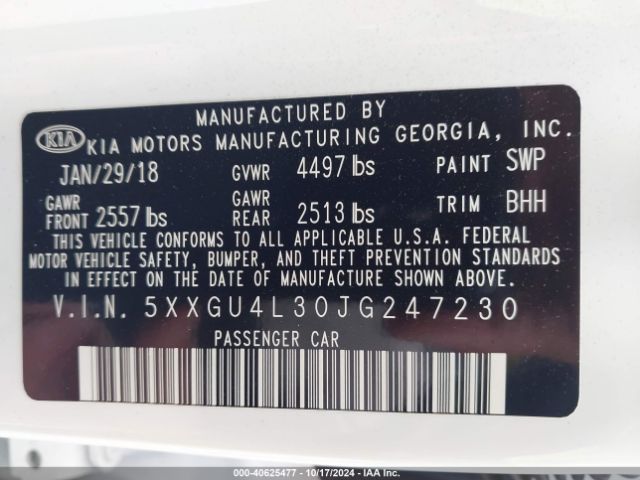 5XXGU4L30JG247230 KIA OPTIMA EX