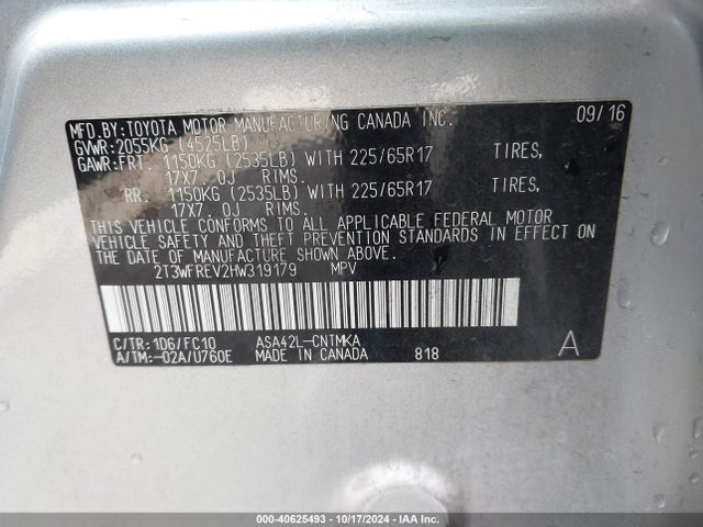 Toyota Rav4 Xle 2017 2T3WFREV2HW319179 Image 9