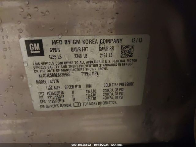 KL4CJCSB9EB626985 Buick Encore Leather