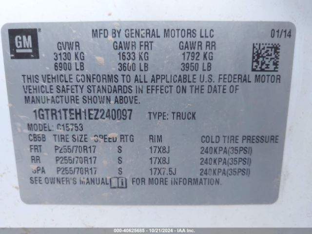 1GTR1TEH1EZ240097 GMC SIERRA 1500