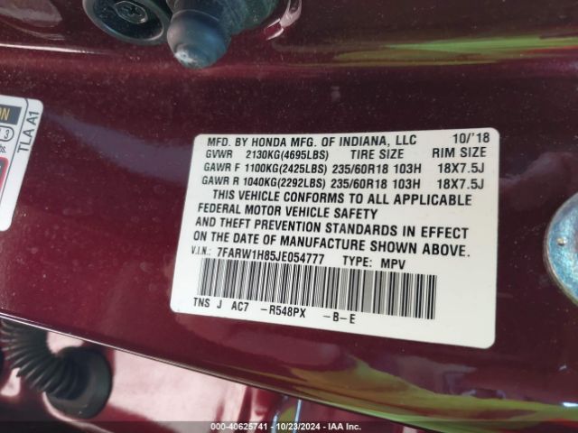 7FARW1H85JE054777 Honda Cr-v Ex-l/ex-l Navi