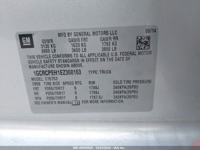 1GCRCPEH1EZ368163 Chevrolet Silverado 1500 Work Truck 2wt