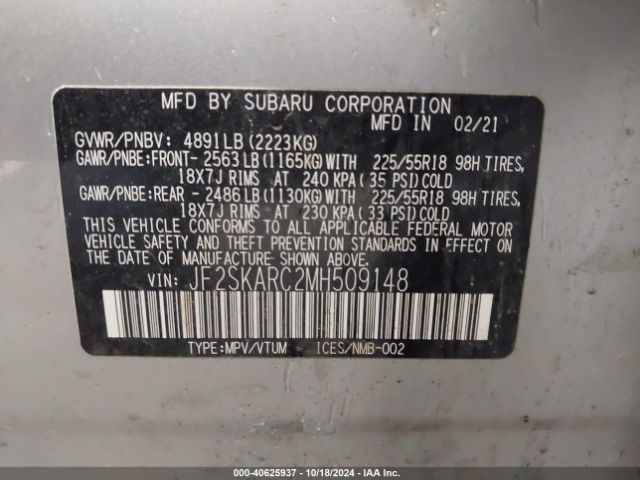 JF2SKARC2MH509148 Subaru Forester Sport