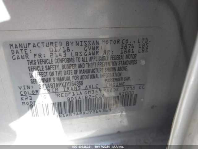 3N1AB7APXJY264369 Nissan SENTRA S