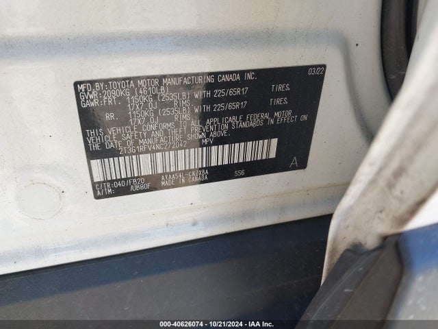 Toyota RAV4 LE 2022 2T3G1RFV4NC272042 Image 9