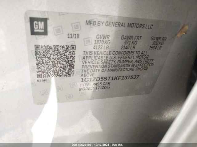1G1ZD5ST1KF137537 Chevrolet MALIBU LT