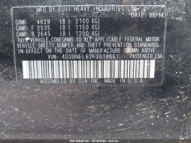 4S3BNEL62F3018661 Subaru Legacy 3.6r Limited