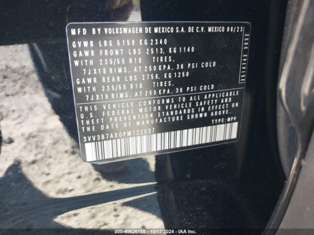 3VV3B7AX0PM122037 Volkswagen Tiguan 2.0t Se