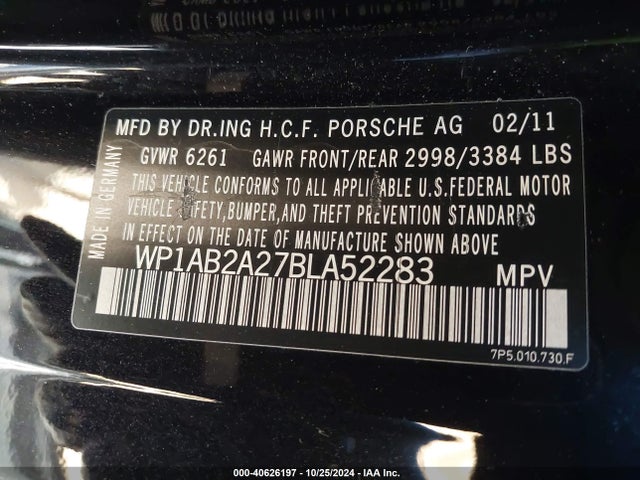 2011 PORSCHE CAYENNE WP1AB2A27BLA52283 Photo 8