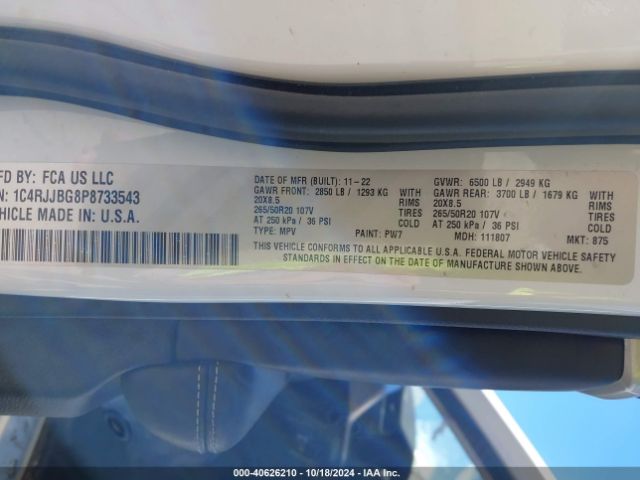 1C4RJJBG8P8733543 Jeep Grand Cherokee L Limited 4x2