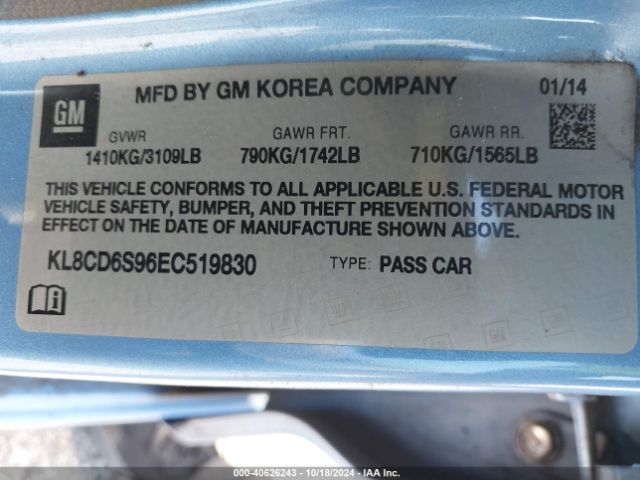 KL8CD6S96EC519830 Chevrolet Spark 1lt Auto